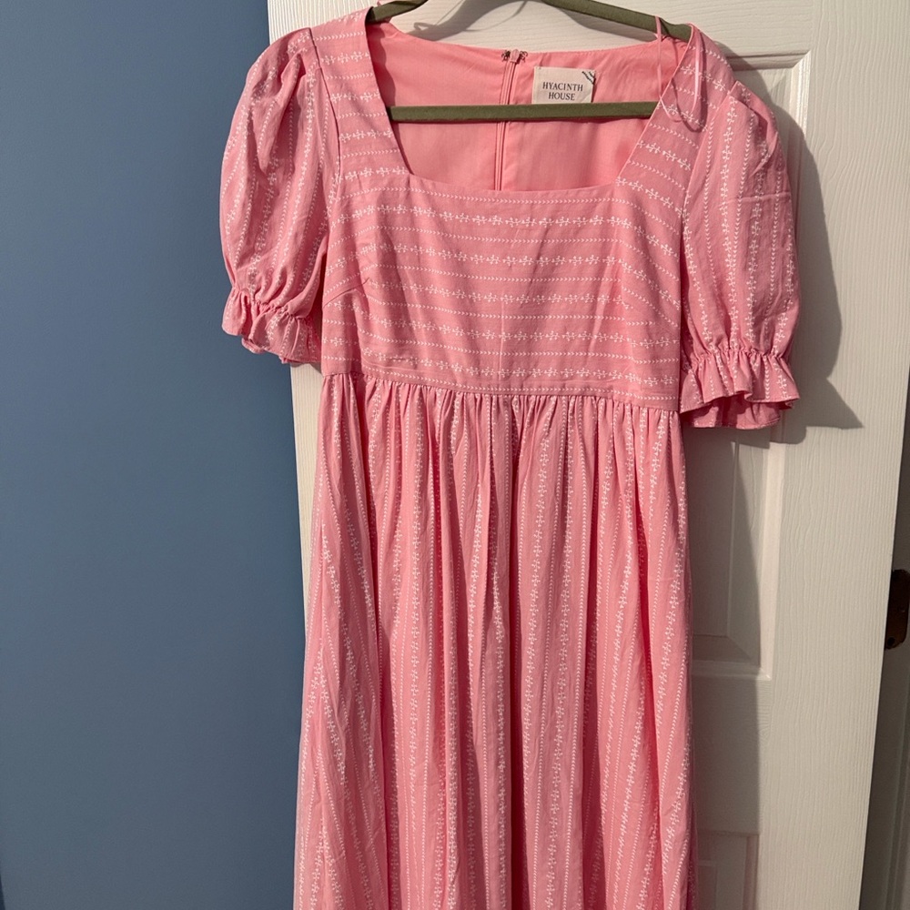 Hyacinth House Pink Square-Neck Puff Sleeve Maxi Dress